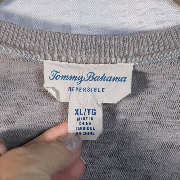 Tommy Bahama Reversible Size XL grey marled long sleeve lightweight sweater - Picture 12 of 14